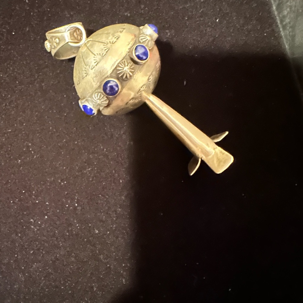 Navajo Squash bulb, Sterling Silver and Lapis Lazuli - Picture 4 of 5